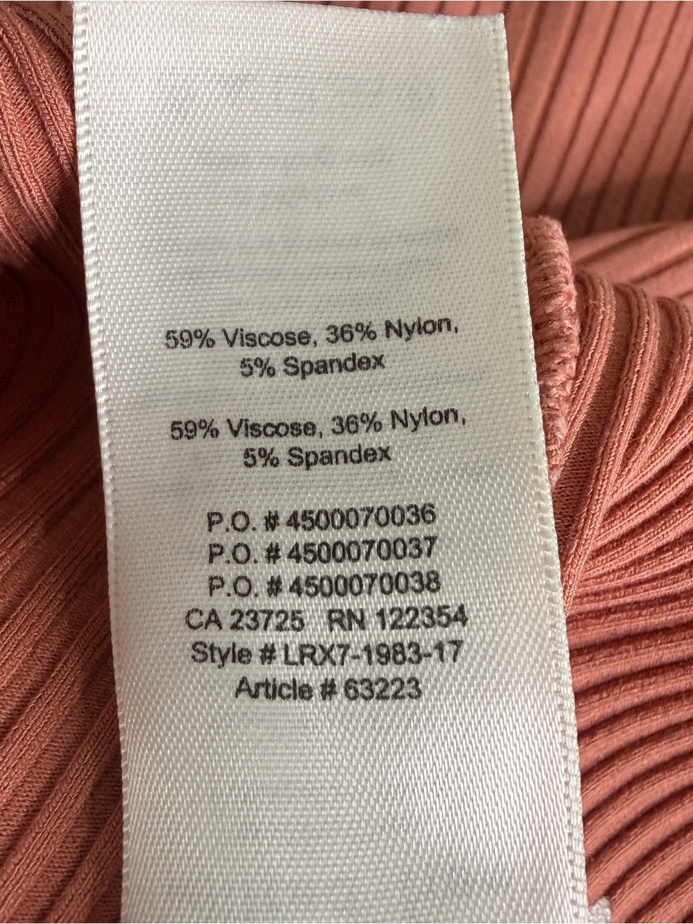 Wilfred Free Rust-Pink Ribbed V-Neck Bodysuit - Picture 7 of 7